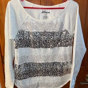 White Sequin Long Sleeve